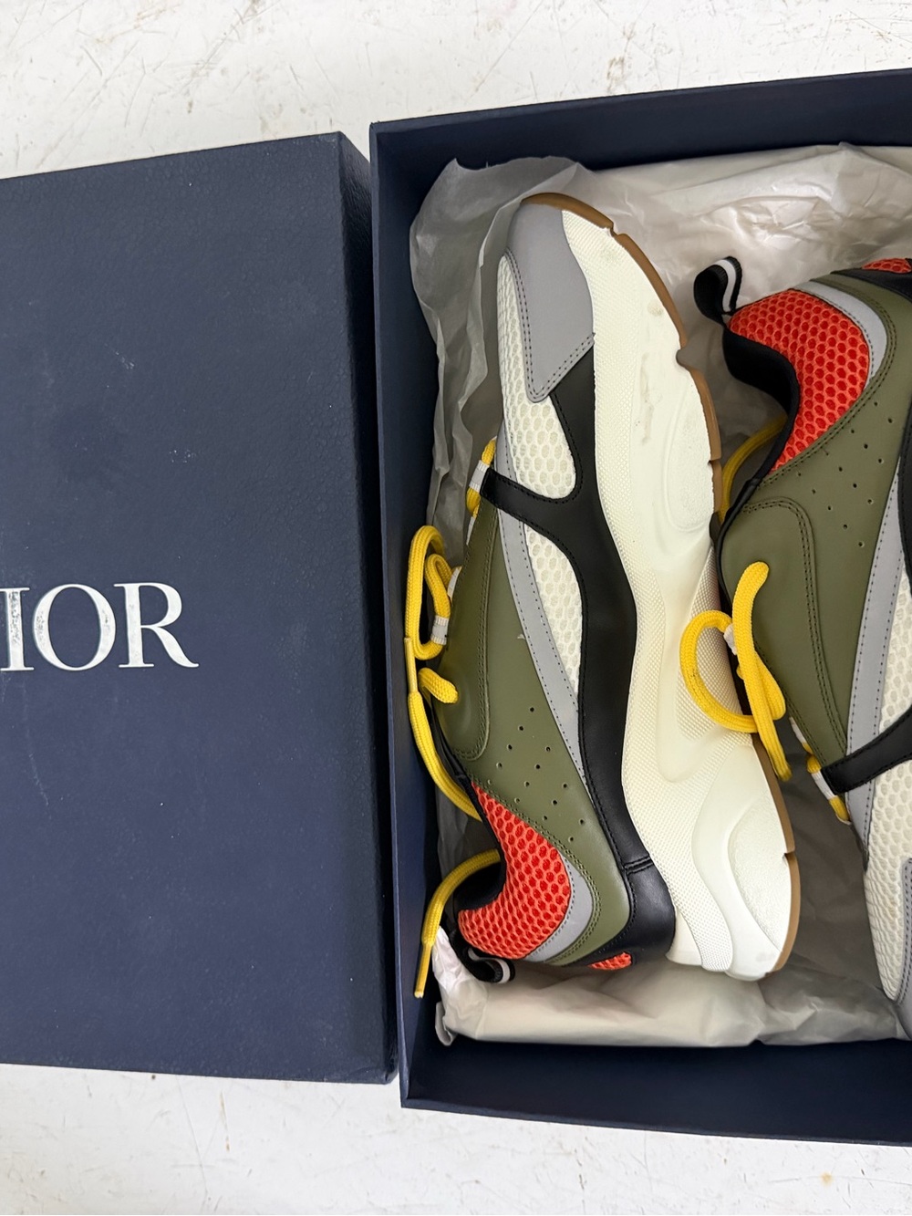 Dior Men's Olive, Red & Yellow Low-Top Sneakers - Picture 3 of 5